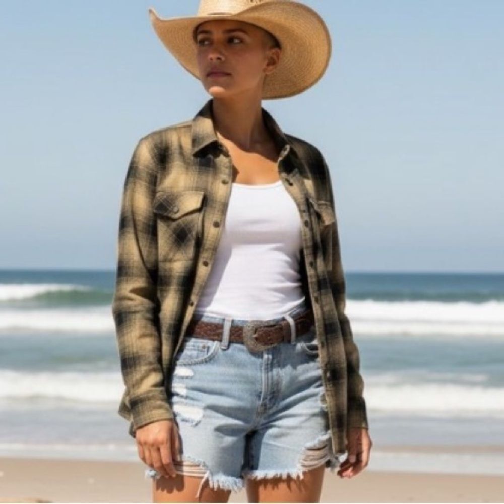 DIXXON Shirt Flannel NEW Platoon Pearl Snap Coastal Cowgirl Women’s Size Small